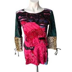 Vintage CUSTO BARCELONA Artistic Psychedelic
Print Velvet Top, Sz L (runs small)